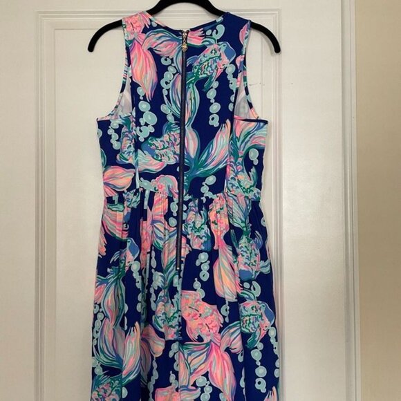 Lilly Pulitzer Going Coastal Kassia Blue Pink Fit & Flare Dress - Sz 4 - Picture 6 of 6